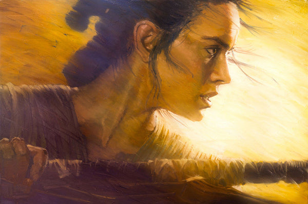 Star Wars: The Force Awakens - Rey by Christopher Clark; giclee limited edition art on canvas