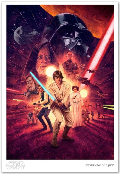 a star wars art piece featuring the main characters and scenes from the first ever star wars movie.