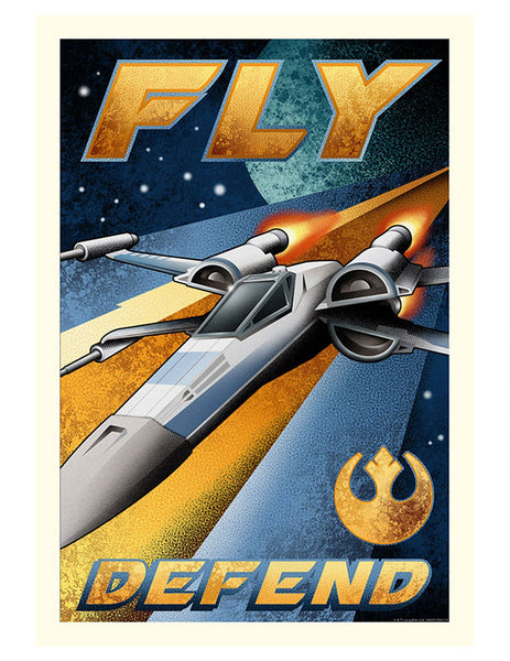 Star Wars - Fly and Defend by Mike Kungl; giclee limited edition art on paper