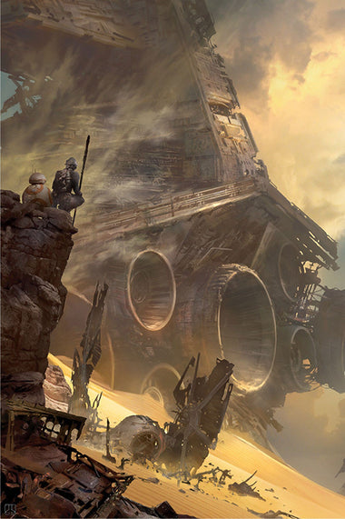 Star Wars The Force Awakens - Tie Fighter Down by Stephan Martiniere; giclee limited edition art on canvas