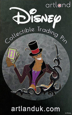 A collectible trading pin featuring a Disney villain character, Dr. Facilier, from the movie \the Frog Princess, depicted with a thorny design, part of the Thorn Series.